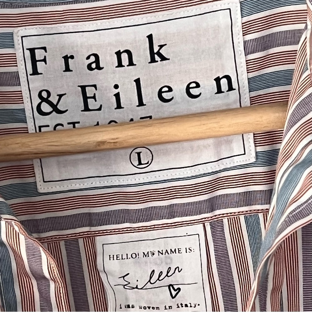 Frank & Eileen Eileen Italian Cotton Stripe Button Down Shirt Large - Picture 5 of 8